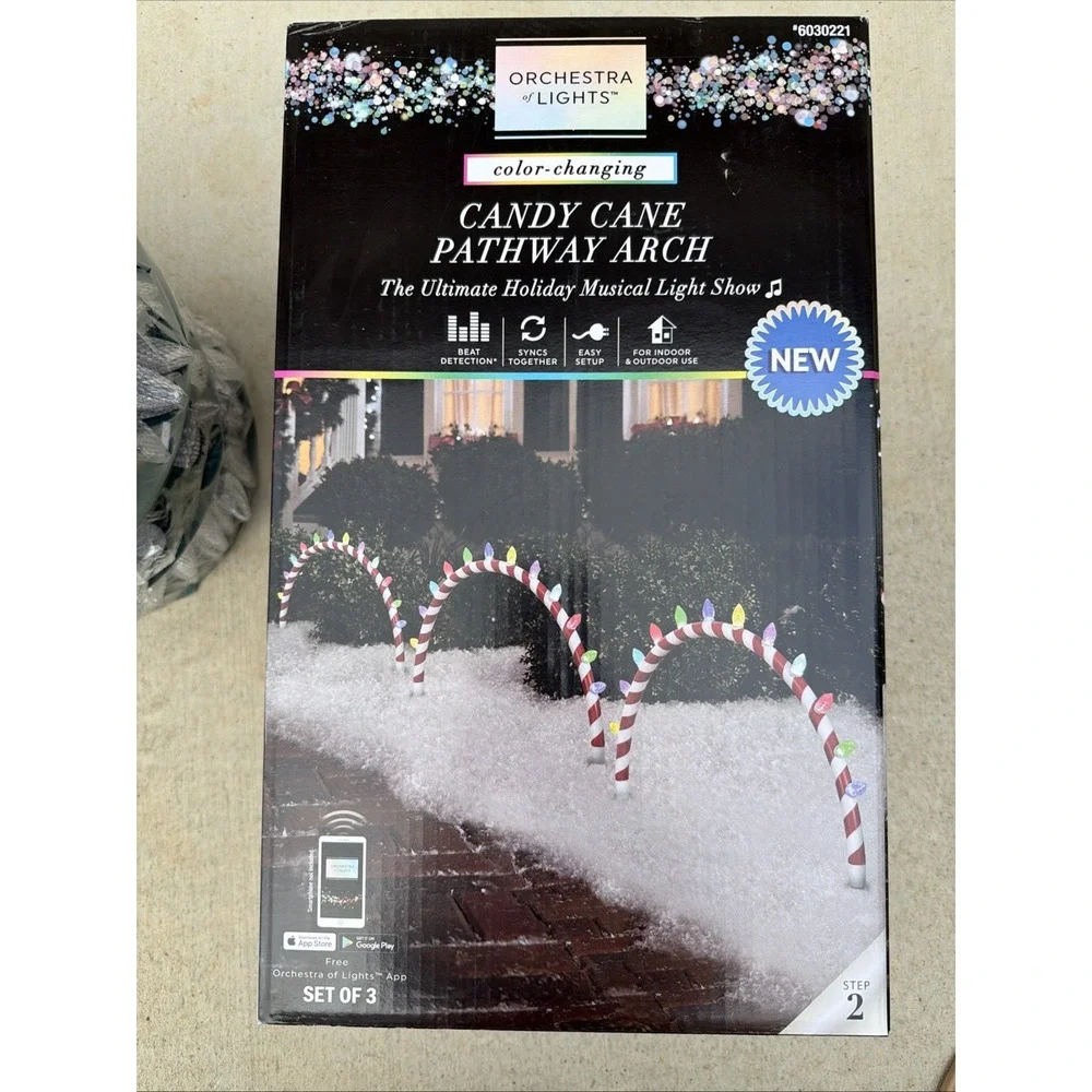 Gemmy Orchestra of Lights 3-Count LED Christmas Candy Cane Arch Pathway Markers